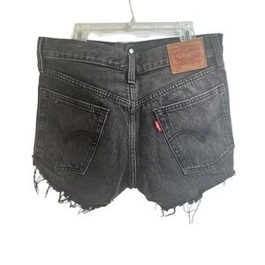 Levi's Black Distressed Jean Shorts Raw Hem